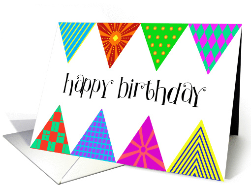 Colourful patterned Pennants for child's Birthday card (136431)