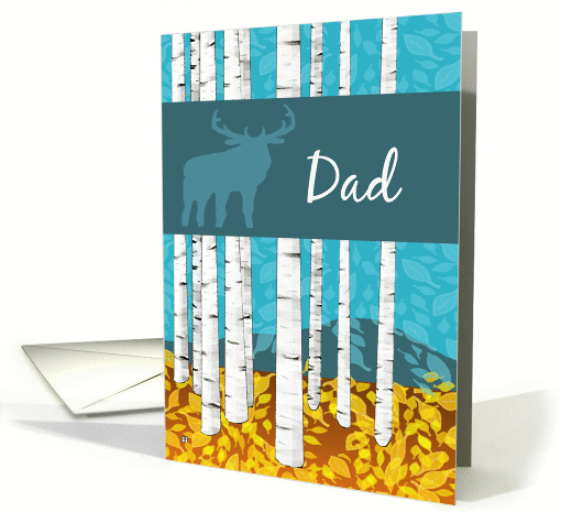 Father's Day Card with Elk Birch Trees and Mountain Landscape card