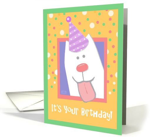 Birthday Cute Dog Tongue Party Hat card (50410)