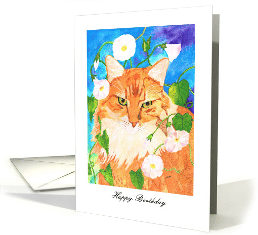 Remembering Marmaduke, Ginger Maine Coon with Bindweed card (1550338)