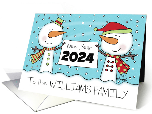 Snowmen with Sign Customizable Happy New Year 2024 for... (1350298)