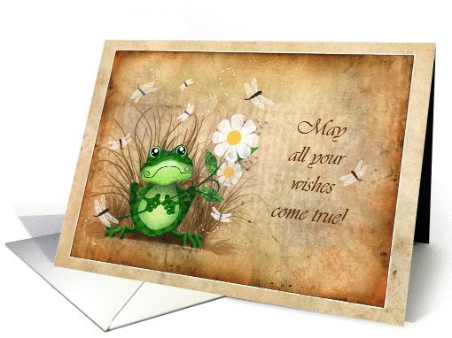 Little Frog and Flying Dragonflies Birthday card (525106)