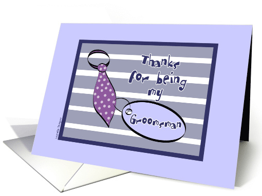 Blue Purple Tie Groomsman Thank You card (83046)