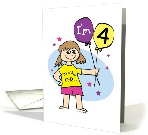 4th Birthday Girl card (902650)