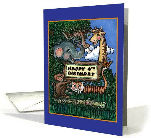 Jungle Animals, Birthday 4th card (57923)