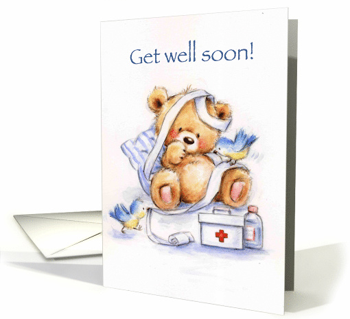 Get Well Soon Card Teddy Bear Card 