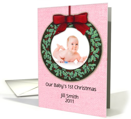 YOUR Custom Photo Baby's 1st Christmas Ornament Keepsake card (859321)