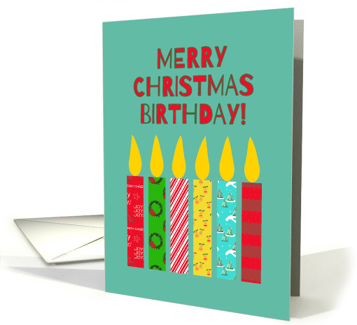 Merry Christmas Birthday Bright Colorful Candles card (1747950)