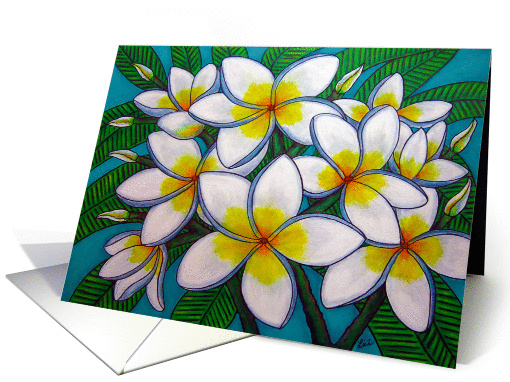 Birthday Card, Frangipani/Plumeria Blooms card (948727)