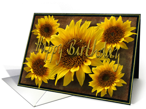 Earthy Sunflowers Happy Birthday card (112152)