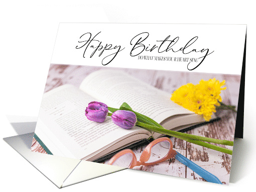 Book and Flowers Happy Birthday card (1629538)