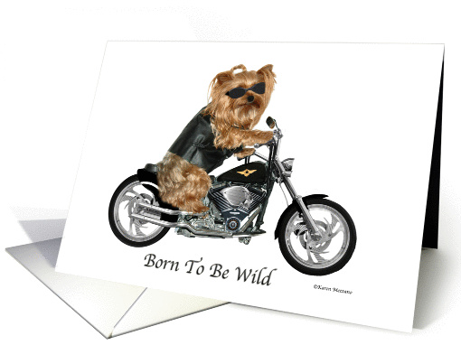 Yorkie Biker, Born To Be Wild Birthday card (659583)