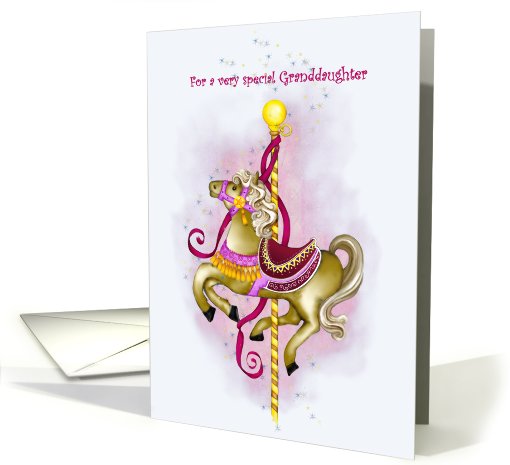 Granddaughter Birthday, Pink Carousel Horse card (754617)