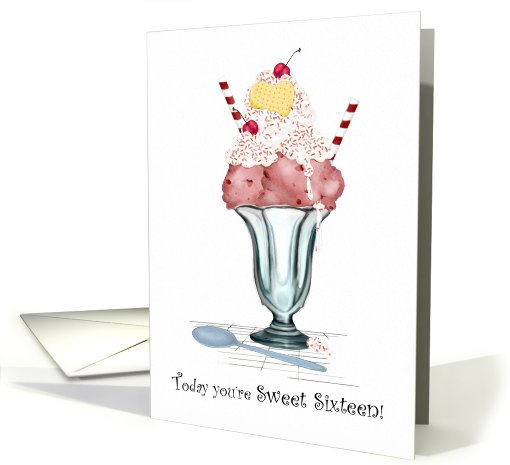 16th Birthday, Sweet Sixteen, Ice Cream Sundae card (755210)