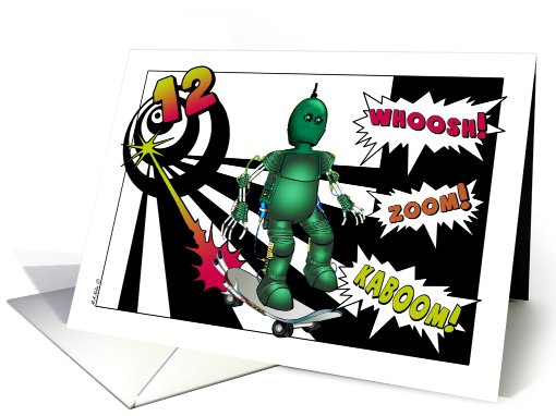 12th Birthday, Skateboarding Robot card (755297)