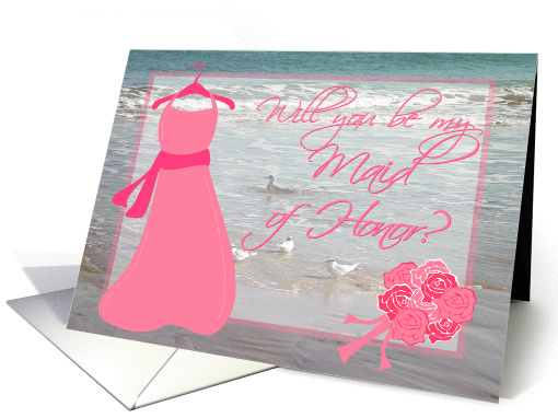 Will you be my Maid of Honor - Beach Wedding card (222635)