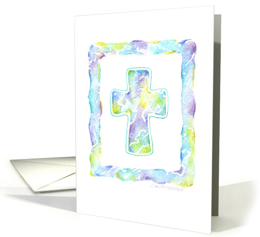 Confirmation Cross Watercolor Shades of Blue Holy Spirit... (137147)
