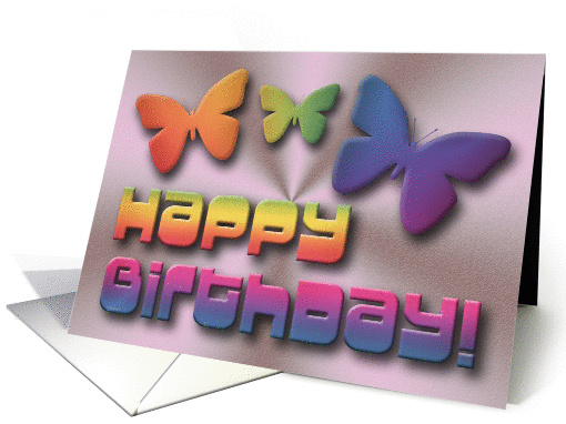 Butterfly Birthday Rainbow card (210521)