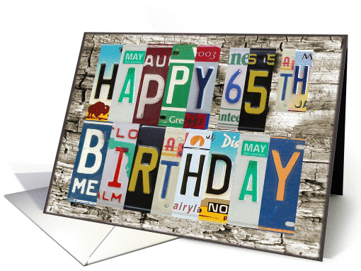 License Plates Happy 65th Birthday card (1010681)