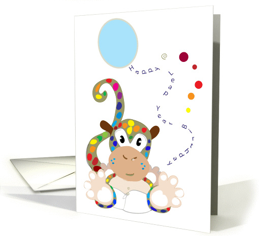Baby monkey leap year birthday card (155744)