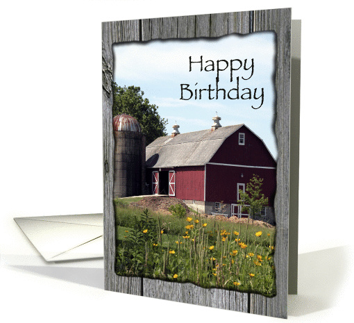 Red Barn and Silo Country Happy Birthday card (406732)