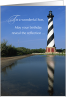 Birthday to Son with Lighthouse and Nautical Ocean card