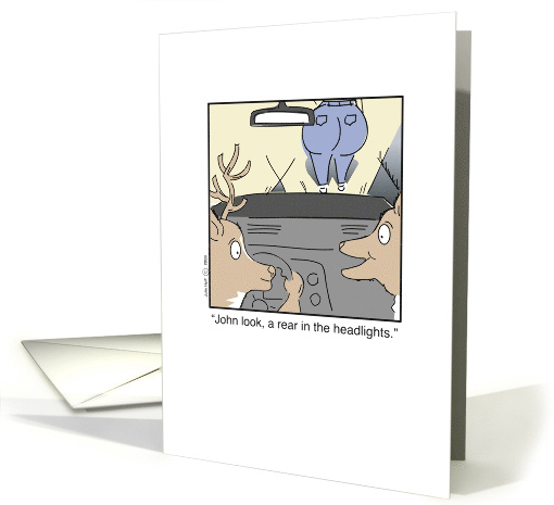 Anniversary wedding Spouse Deers Driving cartoon funny hunting card