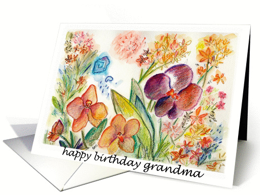 Grandmother Birthday Orchids card (155302)