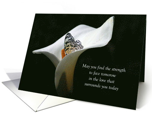 Tree Nymph Butterfly In White Calla Lily for Sympathy card (178671)