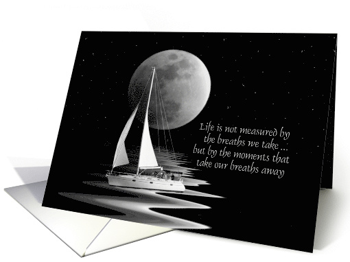 sail boat and full moon with inspirational quote card (181249)