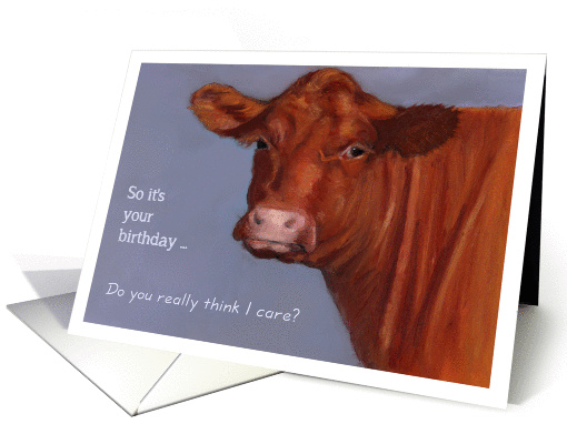Beef Cow: General Birthday, Humorous: Original Painting, Hereford card
