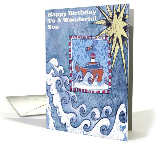 Happy Birthday Son (Red Boat) card (295028)