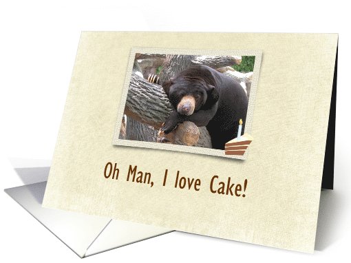 Black Bear, Birthday, Oh Man, I love Cake!, Custom card (196659)