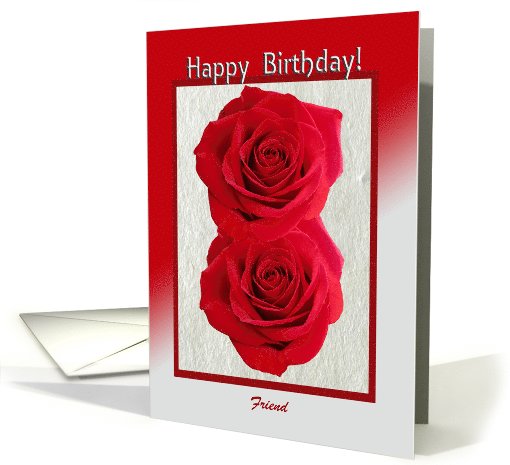 Red Roses, Birthday, Add your own text card (198257)