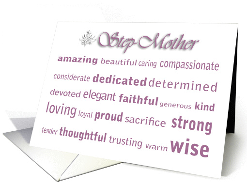 Happy Birthday Step-Mother Word Cloud card (374865)