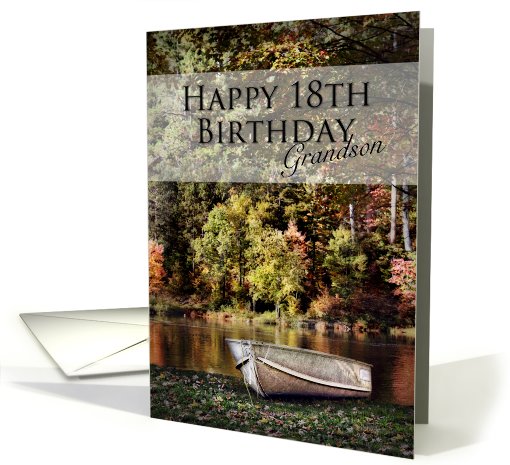 Happy 18th Birthday Grandson Boat in Autumn card (704040)