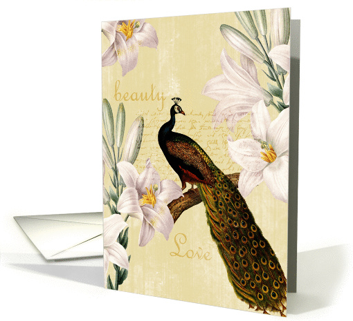 Lilies Peacock Birthday card (972291)