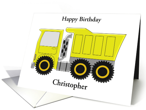 Yellow Truck Custom Name Birthday card (1385484)