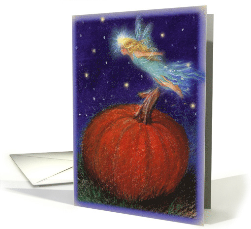 Magical Twinkling Fairy & Pumpkin card (509063)