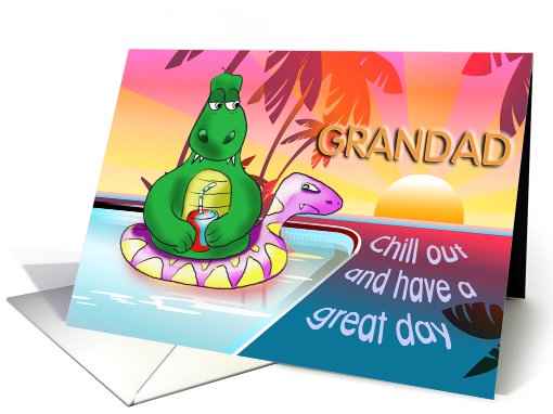 Grandad Fathers day chill our pool humor dinosaur card (442084)