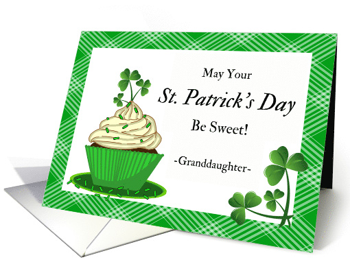For Granddaughter St Patrick's Day with Cupcake and Shamrocks card