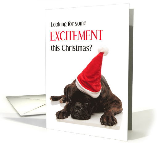 Save the Date for Christmas Party with Bored Dog in Santa Hat card