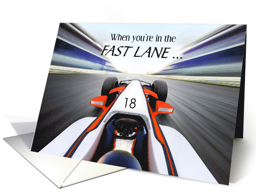 Grandson 18th Birthday with Race Car in the Fast Lane card (1754602)
