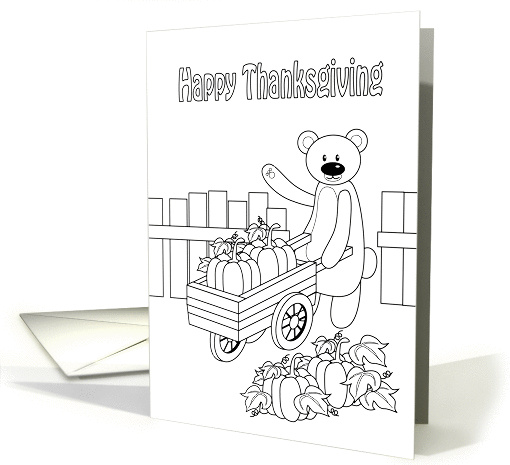 happy thanksgiving, bear coloring card (873296)