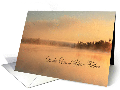 Sympathy, loss of Father, fog on water, lake with trees card (690929)