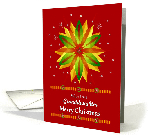 Granddaughter / Merry Christmas - Snowflakes/Red Background card