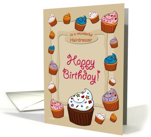 Happy Birthday Cupcakes - for Hairdresser card (713416)