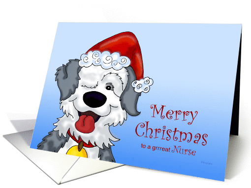 Sheepdog's Christmas - for Nurse card (917953)