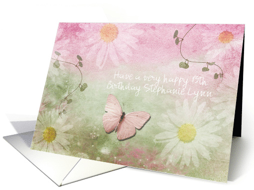Birthday 13th - Flowers and Butterfly card (738857)