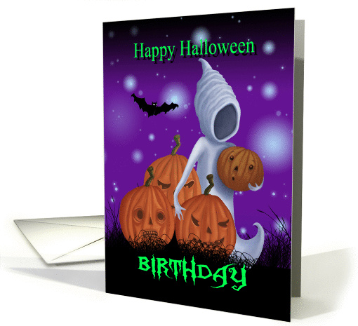 Halloween Birthday Ghost And Pumpkins card (1329764)